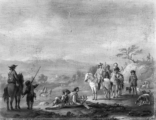 En falkejagt, 1734, Johann Salomon Wahl