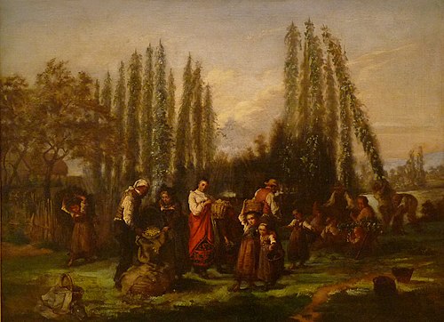 La cueillette du houblon en Alsace, 1900, Frédéric Théodore Lix