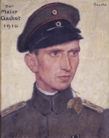 Portrait du peintre Jacques Gachot en uniforme d'officier de grenadier allemand, 1916, Henri Beecke