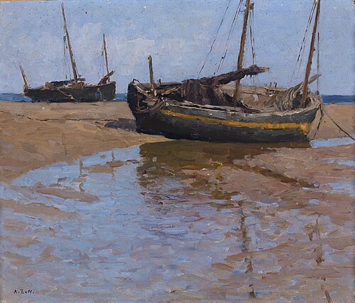 Fischerboote zur Zeit der Ebbe, 1927, Alfred Zoff