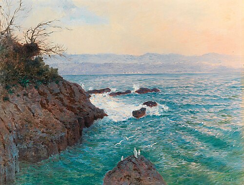 A view of the Nervi coast, 1888, Alfred Zoff