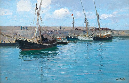The landing pier in Krems, 1927, Alfred Zoff