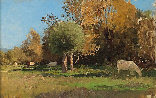 Grazing Cows near Langenpreising, 1891, Alfred Zoff