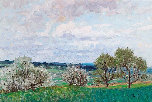 Blossoming trees in Deutschlandsberg, 1914, Alfred Zoff