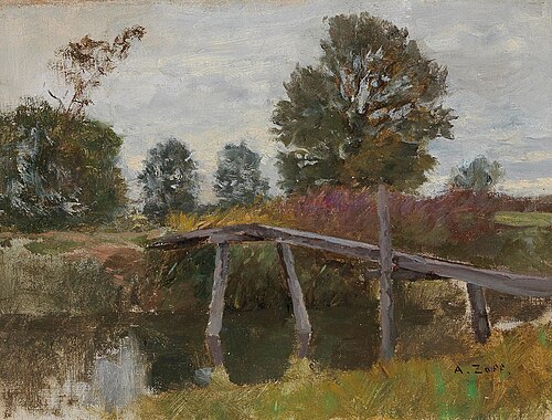 Alter Steg in Langenpreising, 1901, Alfred Zoff