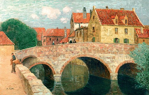 Quai des Menetriers in Brügge, 1902, Alfred Zoff