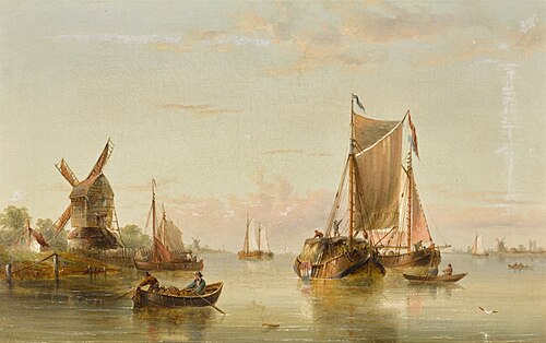 Estuary Scene with Coastal Vessels, , Henry Redmore