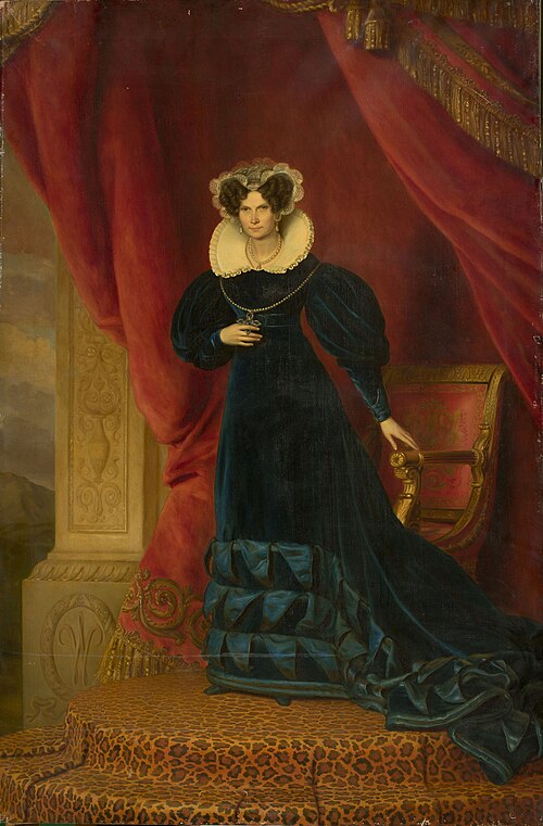 Portrait of Luise Wilhelmine of Prussia, queen of the Netherlands, wife of William I, 1836, Jan Baptist van der Hulst