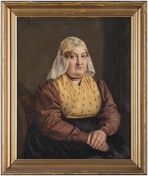 Portret van Wietske, oude dienstbode van schilder W.B. van der Kooi, 1831, Cornelis Wester
