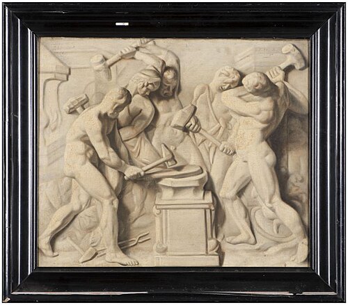Witje. Studie naar basrelief, voorstellende vijf naakte smeden, 1830, Cornelis Wester