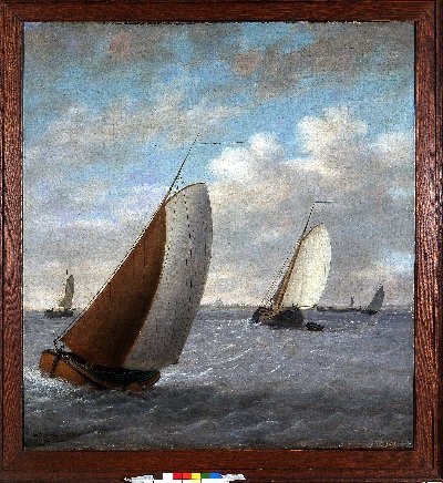 Yacht and hektjalk on the Sneekermeer, 1836, Dirk Piebes Sjollema