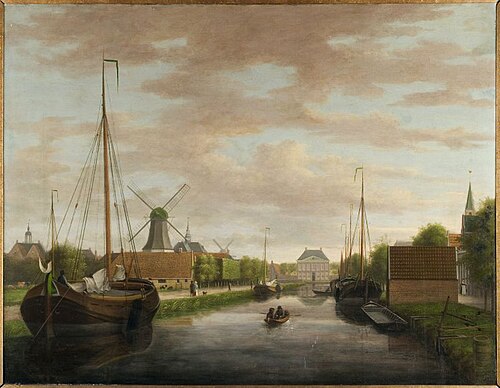 Gezicht op Heerenveen, Heeresloot, Heerenwal en Fok, 1824, Dirk Piebes Sjollema