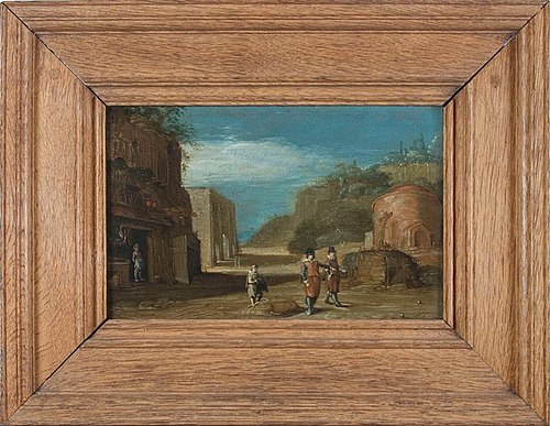 Italiaans landschap met personen en gebouwen, 1621, Margareta de Heer