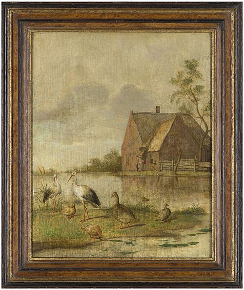 Landschap met vogels en boerenhuis, 1659, Margareta de Heer