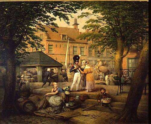 Gezicht op Wortelhaven te Leeuwarden, ongeveer vanaf de Benthem gezien, 1838, Otto de Boer