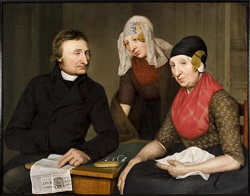 Groepsportret: vader, moeder en zuster van de schilder, 1820, Otto de Boer