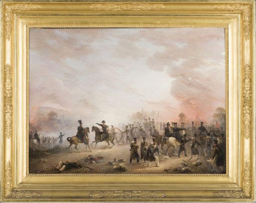 De slag bij Houthalen (België) op 6 augustus 1831 tijdens Tiendaagse Veldtocht, 1835, Petrus Groenia
