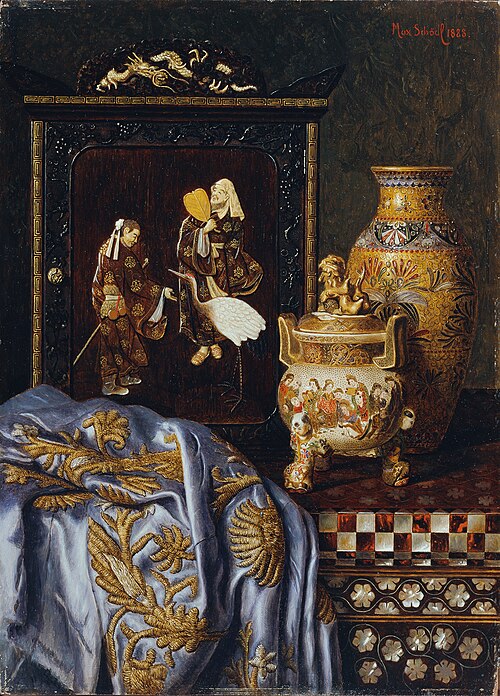 Stillleben mit japanischen Kunstgegenständen, 1888, Max Schödl