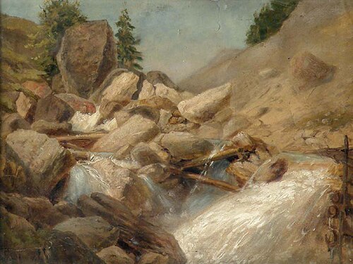 Rocky Scene with a Brook, , Károly Telepy
