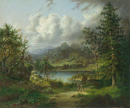 Krajina so zrúcaninou hradu, 1860, Karoly Telepy