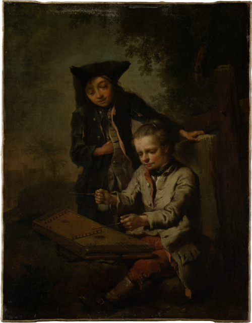 Two Boys, One of Them Playing the Dulcimer, 1758, Johann Conrad Seekatz