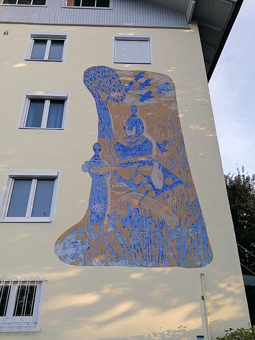 Wandmalerei Erntedank, 1955, Gerhild Diesner