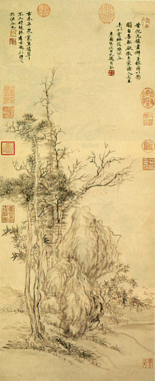 Old Trees and a Cluster of Bamboos after Ni Zan, 1650, Yun Shouping
