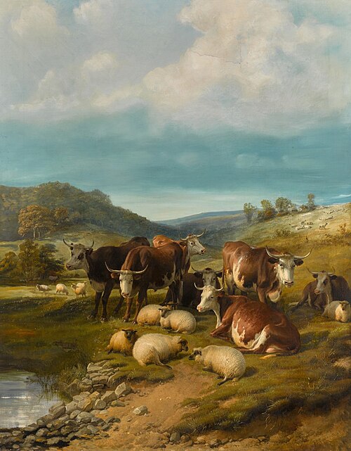 Cattle and Sheep at a Watering Place, , Thomas Sidney Cooper