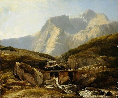 Landscape, Sheep Crossing a Bridge, 1849, Thomas Sidney Cooper