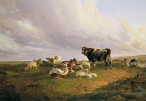 Cattle and Sheep by a Watering Place, 1856, Thomas Sidney Cooper