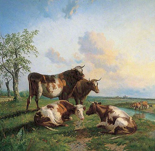 Cattle on the Banks of the River Stour, , Thomas Sidney Cooper