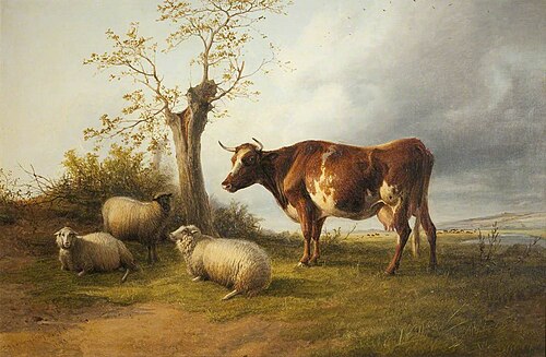 View in Stour Valley with Cow, , Thomas Sidney Cooper