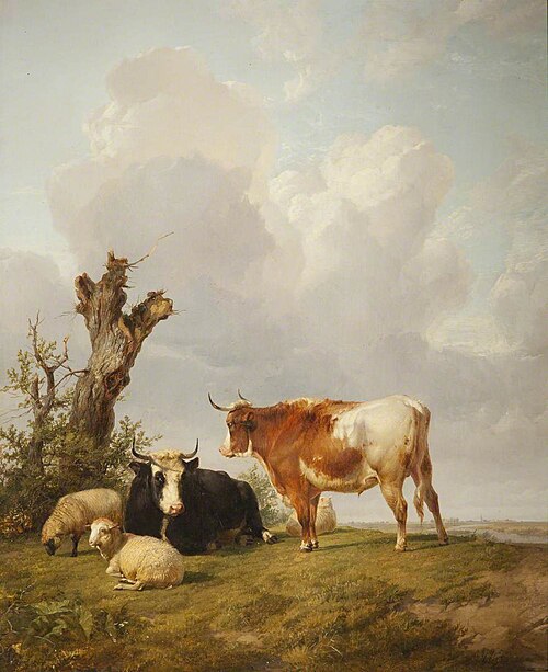 View in Stour Valley with Two Cows, , Thomas Sidney Cooper