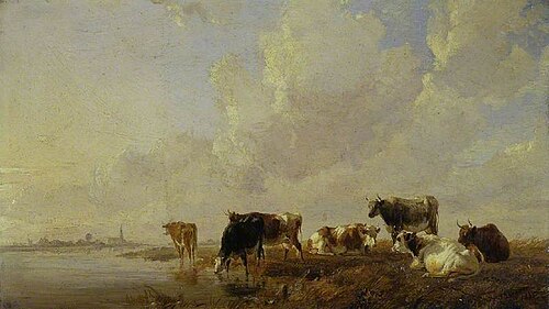 Cattle by a river, 1835, Thomas Sidney Cooper