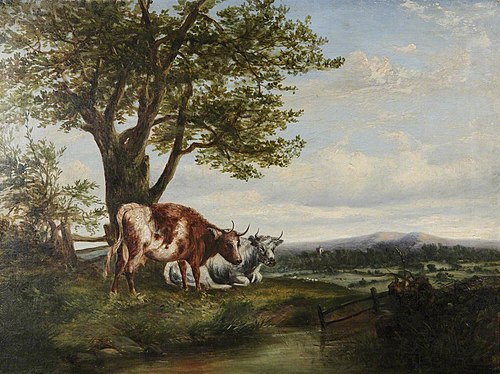 Highland Cattle by a Stream, 1849, Thomas Sidney Cooper