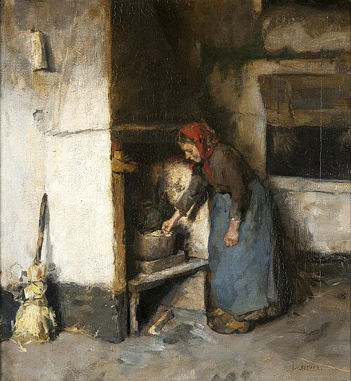 Vrouw bij schouw in 't Gooi, 1906, Emanuel Samson van Beever