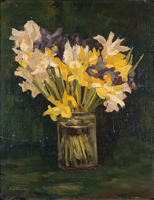 Narcissen in glazen vaas, 1905, Emanuel Samson van Beever