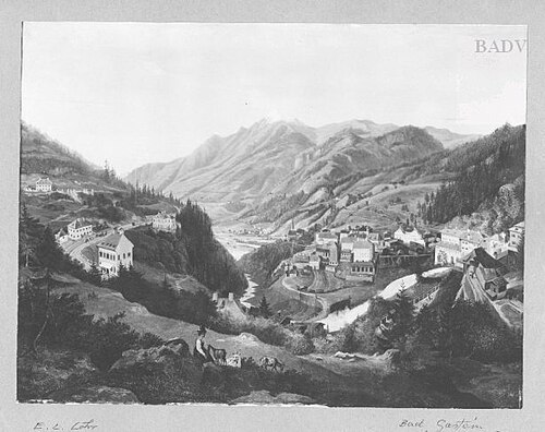 Ansicht von Bad Gastein, 1844, Emil Ludwig Löhr