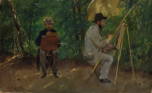 Edmund Kanoldt und Emil Lugo, im Freien malend, 1880, Emil Lugo