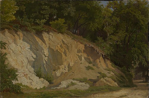 Waldweg mit Felshang, 1860, Emil Lugo