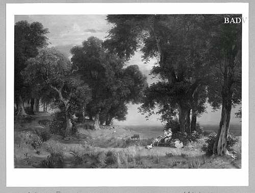 Große Baumlandschaft mit Staffage, 1885, Emil Lugo