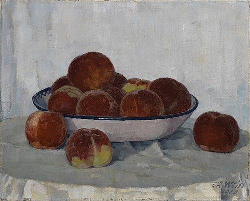 Pfirsiche in einer Emailschüssel, 1906, Emil Rudolf Weiss
