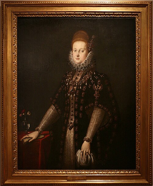 Portrait de Marguerite de Mantoue, duchesse de Ferrare (détail)., 1593, Jacopo Ligozzi