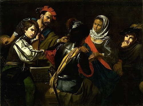 The Gipsy Fortune Teller, 1621, Valentin de Boulogne