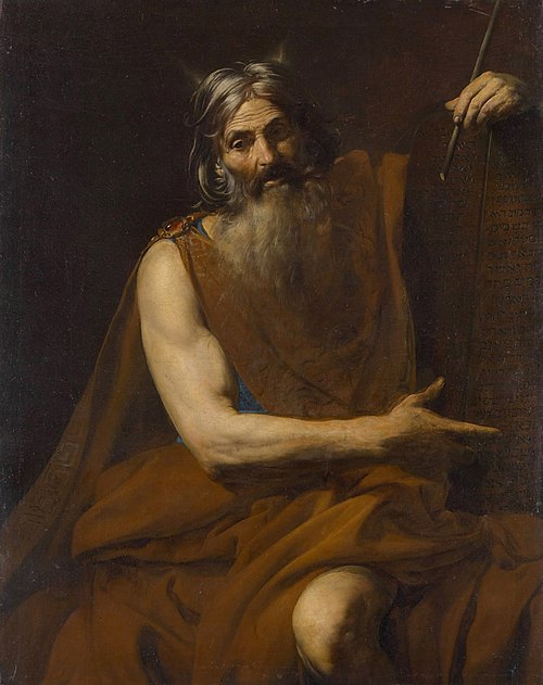 Horned Moses and the Tablets of the Law, 1628, Valentin de Boulogne