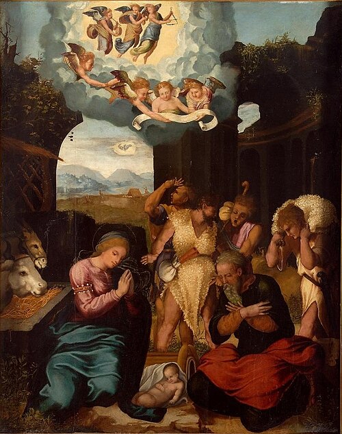 Adoración de los pastores, , Pedro Machuca
