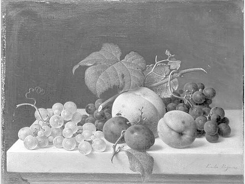 Still Life with Fruit on a Ledge, 1867, Emilie Preyer