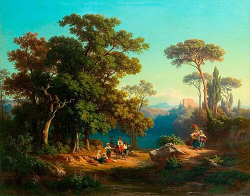 Italian Landscape with Peasants, 1855, Johann Jakob Frey