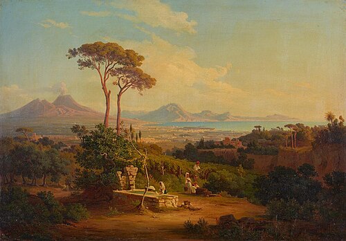 Neapel von Capo di Monte mit der Küste von Sorrent, 1841, Johann Jakob Frey
