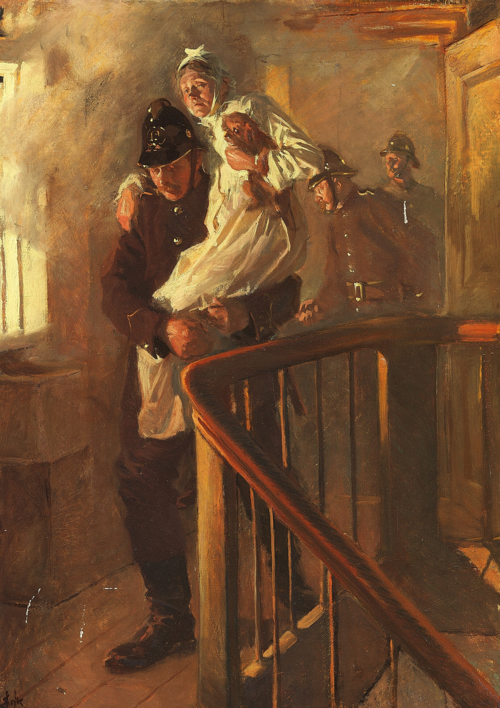 A fireman rescues an old woman., 1902, Erik Henningsen